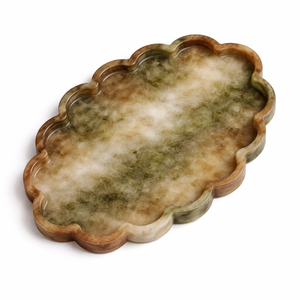 Plateau de service rond en résine turquoise, forme nuage, très tendance, pour table à manger et décoration intérieure, en vente - Product Image 4