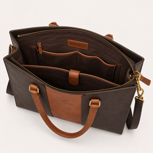 Sac fourre-tout en cuir véritable de style premium, style vintage, deux poignées, fermeture à glissière, design antivol, utilisation quotidienne, porté épaule - Product Image 5