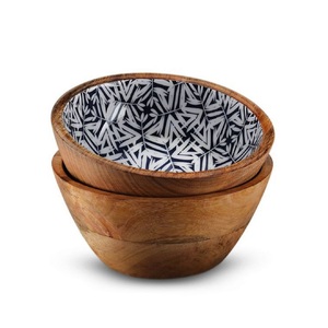 <b>Sticker</b> Enamel Printed Custom Made Table Top Wooden Bowl Natural Wooden Salad Serving Bowl Dough Bowl For Home <b>Kitchen</b> Use - Product Image 6