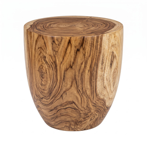 Kala Exotic Solid Suar Wood Side <b>Table</b> Natural Finish Modern Organic Premium Sculptural Design Living Room Home <b>Stool</b> Ottoman - Product Image 1