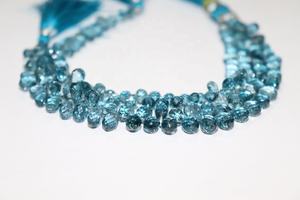 Cuentas Rondelle facetadas de Topacio Azul Londres Natural 4*6-5*8mm 8 pulgadas cuentas de Briolette de Topacio azul para la fabricación de joyas - Product Image 5