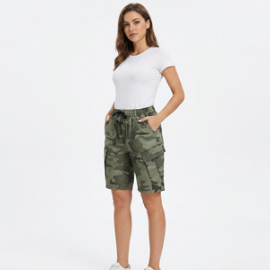 Pantalones Cortos de Camuflaje para Hombre, Cintura Media, Cordón Ajustable, Tela Oxford Transpirable, Pantalones Cortos Casuales Tipo Bermuda con Bolsillos - Product Image 2
