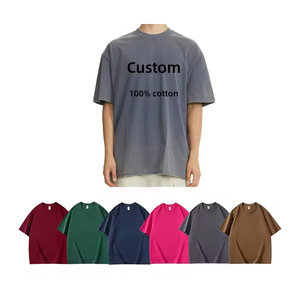 Camiseta Blanca Personalizable con Logotipo, Camiseta de Algodón Lavado Oversize para Hombre, Cuello Redondo, Camiseta Blanca al por Mayor, Camiseta de Manga Corta - Product Image 4