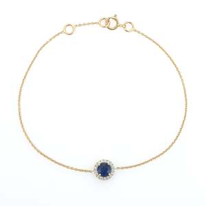 14K <b>Solid</b> <b>Gold</b> Sapphire and Diamond Tennis Bracelet-September Birthstone - Product Image 4