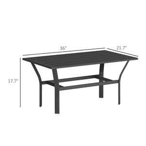 Tavolino da Caffè Rettangolare in Metallo Nero per Esterni con Piano a Doghe, Resistente alle Intemperie, per Giardino - Product Image 3