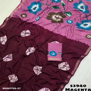 New Arrival Mul Cotton with Bandhani Circle Print & Zari Weaving Border & Big-Floral Printed Pallu <b>Saree</b>-<b>Blouse</b> Woman Fashion - Product Image 1