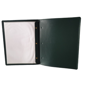 Couverture de menu en cuir végétalien de qualité supérieure avec système à 3 vis Ajout facile de manchons en plastique pour hôtels restaurants - Product Image 1
