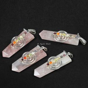 Vente en gros de pendentif en cristal de guérison 7 chakra Reiki pierre précieuse naturelle agate collée sculptée style Feng Shui pour radiesthésie décoration intérieure - Product Image 6