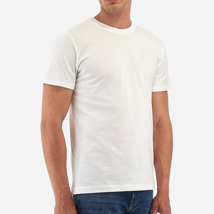 Men's White Short Sleeve O-Neck T-Shirt <b>100</b>% Cotton Regular Fit Casual Solid Color Blank Design Jersey Knitted Tee - Product Image 2