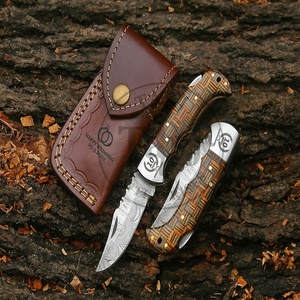 TARJ ENTERPRISES Navaja de bolsillo plegable de acero de Damasco hecha a mano, con mango de madera personalizado, punta de caída, EDC, supervivencia, industrial - Product Image 1