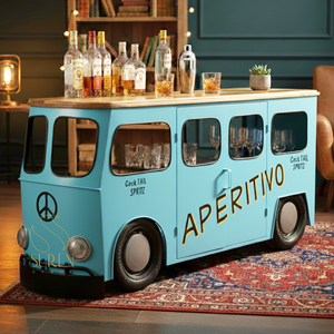 Jodhpur Blue Industrial Iron Eco-Friendly Automotive Theme Home <b>Bar</b> Counter for Living Room - Product Image 1