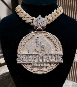 22k Gold Plated Silver Moissanite <b>Iced</b> <b>Out</b> Cuban Link Necklace Hip Hop Style IGI Certified Unisex Pendant with <b>Chain</b> - Product Image 1