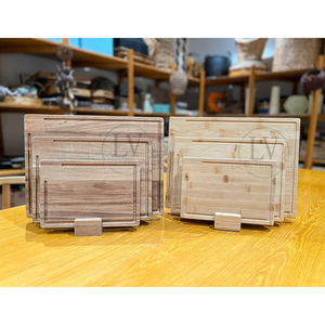 Ensemble personnalisé de 3 planches à découper rectangulaires en bambou avec rainure pour jus, logo gravé sur mesure, épaisseur 2,0 cm, marque LAC VIET - Product Image 6