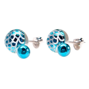 Classic <b>Blue</b> Pearl <b>Stud</b> <b>Earrings</b> for Daily Wear Zinc Alloy with Zircon - Product Image 2