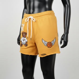 Shorts de mujer de algodón, poliéster y felpa, elásticos, cómodos, con apliques de chenilla y bordado, logotipo personalizado. - Product Image 2