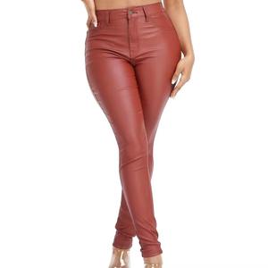 Pantalons en cuir véritable pour femmes de qualité supérieure, en peau d'agneau véritable, taille haute, pantalons de mode, logo personnalisé, fabricant OEM, fournisseur - Product Image 5