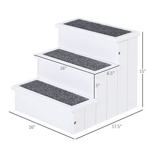 Scala per Animali Domestici a 3 Gradini in Legno, Antiscivolo, per Gatti e Cani di Piccola Taglia, Bianca - Product Image 3