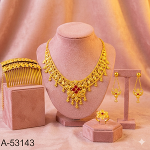 Fashion Statement MOLL JEWELLERS Wedding Jewelry Set Gold Plated Zircon Snake Chain Necklace Matching Earrings Ring 18 Inches - Product Image 6