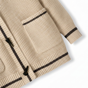 Suéter Cárdigan de Punto con Logotipo Personalizado, Diseño a Cuadros Bordado Otoñal, Mezcla de Algodón, Botones de Presión, Cuello en V, Ribete en Contraste, Unisex - Product Image 6