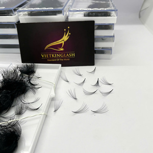 Extensiones de Pestañas al por Mayor: Bandejas de Pestañas 10D Premade Volume Fans de Tallo Corto, Cachemira Negro Mate, Curva C, Grosor 0.07mm - Product Image 6