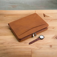 Porte-documents exécutif ALBORZ en cuir véritable A4, personnalisable avec logo, style vintage, portable, matériau premium, taille sur mesure
