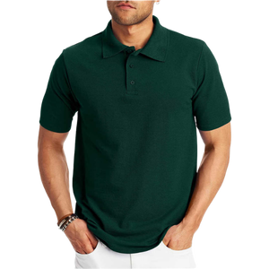 Polo de Manga Corta para Hombre, Color Verde Oscuro, 100% Algodón, Corte Regular, Estilo Casual, Color Sólido, Tejido de Punto Liso - Product Image 1