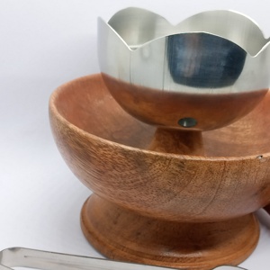 Acacia Wood <b>Bakhoor</b> Burner Bowl with Stainless Steel Incense Holder Arabic <b>Oud</b> Burner Set with Tongs Aromatic Incense - Product Image 3