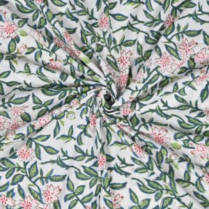 Tela de Algodón 100% Orgánica Premium con Estampado Floral Kalamkari, Ecológica y Resistente al Fuego, para Prendas de Mujer y Niña - Product Image 4