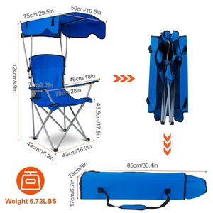 Sedia da Spiaggia Pieghevole con Portabicchieri, Capacità di Carico 330 LBS, Protezione Solare, per Campeggio e Giardino, Ideale per Piscina e Spiaggia - Product Image 1