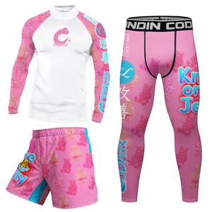 Ensemble Rash Guard Homme CODYUN Rose Manches Longues Imprimé par Sublimation Séchage Rapide Respirant Spandex Polyester Compression Frontale - Product Image 1