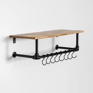 Vandana Flux Sereno Perchero de pared con estante en madera de mango y acero Jensin - Product Image 1