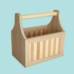 Cesta de Cerveza de Madera Natural Ecológica Personalizada 30*15*20cm Hecha a Mano con Asas Caja de Almacenamiento Multiusos Moderna - Product Image 4
