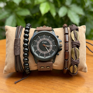 2630 Nuevas Llegadas, Juego de 5 Relojes de Pulsera de Cuero Marrón para Hombre, Conjunto de Relojes Modernos para Hombre, Regalo para Hombre - Product Image 3