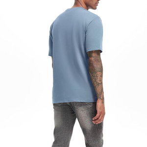 Camiseta de Punto Casual para Hombre, Cuello Redondo, Manga Corta, Color Gris Sólido, Corte Regular - Product Image 4