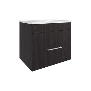 Mobiletto da bagno a una porta Hatta con due cassetti e ripiano aperto, include accessori in colore nero - Product Image 2