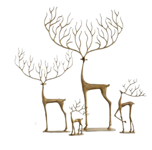 Statue de cerf en métal aluminium finition or, ornement animalier, figurine de décoration intérieure, sculptures de rennes pour salon - Product Image 2