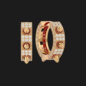 Pendientes de Plata de Ley 925 Chapados en Oro Rosa con Micro Pavé de Diamantes CZ, Estilo Hip Hop para Mujer - Product Image 6