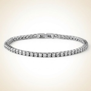 Women's14K <b>White</b> Gold Tennis <b>Bracelet</b> Round Brilliant Cut Diamond Channel Setting Classic Everyday Wear <b>Bracelets</b> - Product Image 1