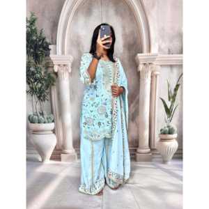 Hermoso Salwar Kameez de Algodón para Fiestas, Talla XL, Parte Superior e Inferior con Dupatta - Product Image 1