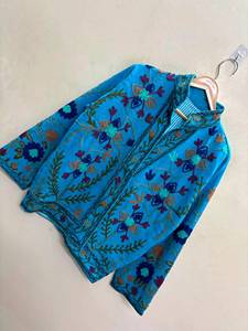 Floral Suzani Kimono Jacket Handmade TNT Fabric Uzbek Embroidered Short <b>Coat</b> <b>Vintage</b> Bohemian Winter Outerwear Gift - Product Image 1