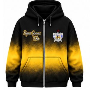 Sudadera con Capucha Oversize Tie Dye para Mujer Sigma Gamma Rho, Color Dorado y Negro, con Letras Griegas Impresas, Sudadera de Forro Polar Informal para Hermandad - Product Image 1