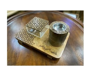 Juego de Porta Incienso de Madera Tallada, Bandeja de Aromaterapia, Tazón de Metal, Decoración de Escritorio - Product Image 3