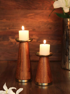 <b>Candle</b> Holder or Pine Wood <b>Candle</b> <b>stick</b> set of 3 <b>candle</b> stand for decorative wedding party - Product Image 1