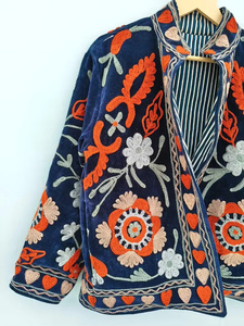 Wholesale <b>Vintage</b> Suzani Reversible Velvet Bomber <b>Jacket</b> Handmade Floral Embroidered Quilted Cotton Indian Boho Autumn/Spring - Product Image 4