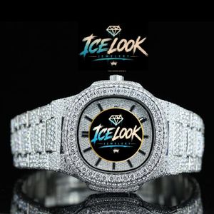 Reloj de Pulsera Mecánico para Hombre con Diamantes Moissanite, Brazalete de Acero Inoxidable, Esfera Redonda - Product Image 1