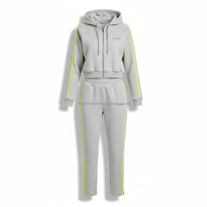 Conjunto Deportivo Personalizado para Mujer, Color Marrón y Rosa, con Capucha, Cierre de Cremallera, Pantalones Deportivos Casuales, para Otoño - Product Image 2