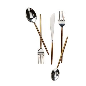Couverts de restaurant de luxe à long manche rond, ensemble de couverts réutilisables, argenterie, ensemble de couverts de mariage en acier inoxydable - Product Image 1