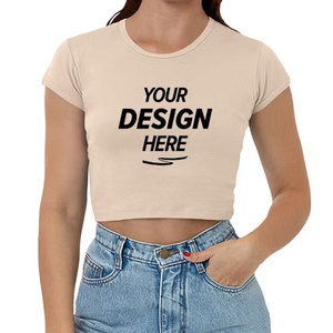 Camiseta Corta de Mujer, Manga Corta, Cuello Redondo, Corte Holgado, 100% Algodón Jersey, Color Sólido, Informal, Sin Costuras, Primavera Verano - Product Image 6