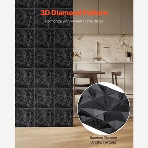 Set da 33 Piastrelle Diamantate in PVC Minimaliste per Arte Moderna, Pannelli Murali 3D 11,81 x 11,81, Copertura 32 Piedi Quadrati per Parete d'Accento per Interni - Product Image 5