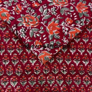 Block Print Cotton Cambric 60X60 Running Fabric Traditional Jaipuri Print Cotton Fabric - Product Image 5